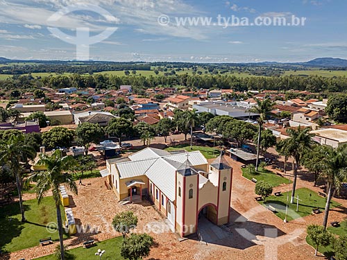  Picture taken with drone of the Saint Sebastian Church  - Itaguari city - Goias state (GO) - Brazil