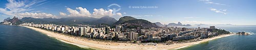  Picture taken with drone of the Ipanema Beach with the Morro Dois Irmaos (Two Brothers Mountain) and Rock of Gavea to the left  - Rio de Janeiro city - Rio de Janeiro state (RJ) - Brazil