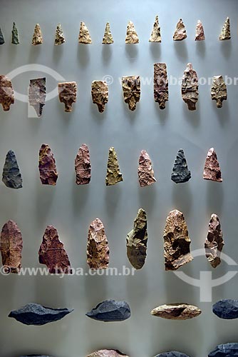  Stone spearheads for fishing and hunting - Pre-Ceramic Period - 8000 B.C - 2000 A.D. - on exhibit - Museo Arqueológico Rafael Larco Herrera (Arqueological Museum Rafael Larco Herrera)  - Lima city - Lima province - Peru