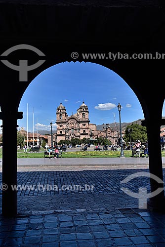  View of the Plaza de Armas del Cuzco (Weapons Square Cusco city) with the Iglesia de la Compania de Jesus Church (Jesus Society Church) in the background  - Cusco city - Cusco Department - Peru