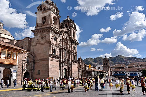  Fiesta del Señor de Qoyllur Riti (Festival of the Lord of Qoyllur Riti) - Plaza de Armas del Cuzco (Weapons Square Cusco city) with the Iglesia de la Compania de Jesus Church (Jesus Society Church) in the background  - Cusco city - Cusco Department - Peru