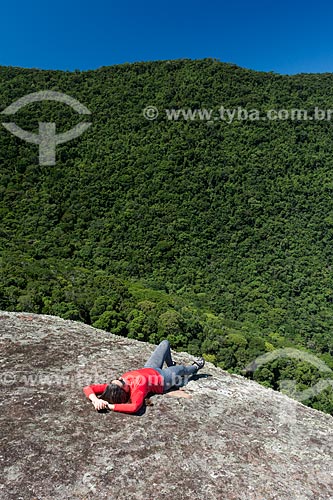  Woman lying - Sugarloaf Peak - also known as Mamangua Peak  - Paraty city - Rio de Janeiro state (RJ) - Brazil