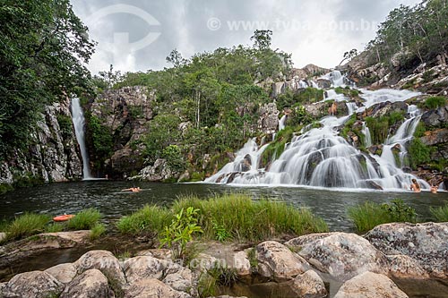  View of the Capivara Waterfall - Veadeiros Plateau  - Alto Paraiso de Goias city - Goias state (GO) - Brazil