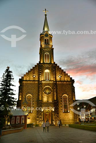  Facade of Saint Peter Apostle Mother Church (1917) during the sunset  - Gramado city - Rio Grande do Sul state (RS) - Brazil