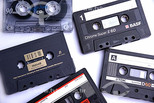  Detail of cassette tapes of different trade mark, qualities and durations  - Brazil