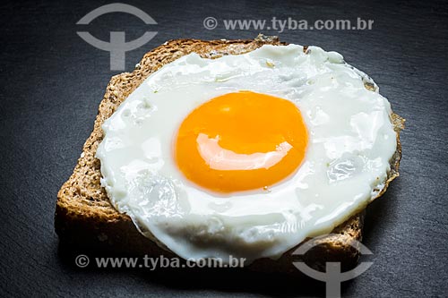  Detail of fried egg on a toast  - Brazil