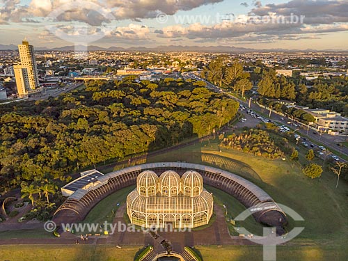  Aerial photo of the Curitiba Botanical Garden (Francisca Maria Garfunkel Rischbieter Botanical Garden) during the sunset  - Curitiba city - Parana state (PR) - Brazil