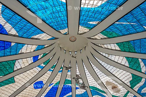  Detail of sculptures of angels inside of the Metropolitan Cathedral of Our Lady of Aparecida (1958) - also known as Cathedral of Brasilia  - Brasilia city - Distrito Federal (Federal District) (DF) - Brazil