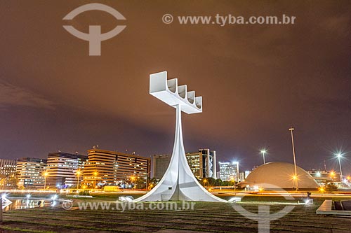  View of belfry of the Metropolitan Cathedral of Our Lady of Aparecida (1958) - also known as Cathedral of Brasilia - at night  - Brasilia city - Distrito Federal (Federal District) (DF) - Brazil