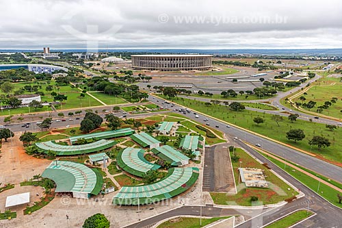  View of the handicraft fair of the Television tower of Brasilia from Television tower of Brasilia with the National Stadium of Brasilia Mane Garrincha (1974) in the background  - Brasilia city - Distrito Federal (Federal District) (DF) - Brazil