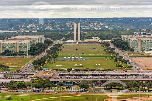  View of the monumental axis from Television tower of Brasilia with the Brasilia Bus Plataform, Esplanade of Ministries and the National Congress in the background  - Brasilia city - Distrito Federal (Federal District) (DF) - Brazil