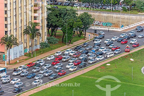  View of traffic jam - monumental axis from Television tower of Brasilia  - Brasilia city - Distrito Federal (Federal District) (DF) - Brazil