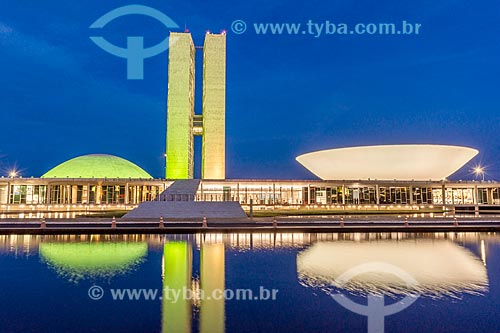  Facade of the National Congress at night  - Brasilia city - Distrito Federal (Federal District) (DF) - Brazil