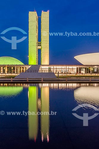  Facade of the National Congress at night  - Brasilia city - Distrito Federal (Federal District) (DF) - Brazil