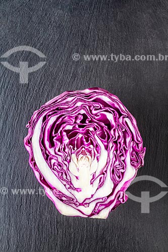  Detail of purple cabbage in half  - Brazil