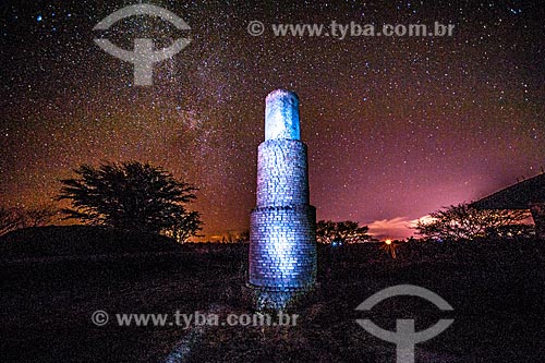  Light painting in pottery chimney - Diamantina Plateau at night  - Jacobina city - Bahia state (BA) - Brazil