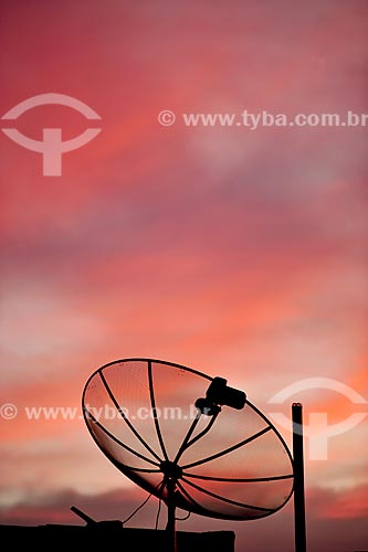  View of parabolic antenna during the sunset  - Jacobina city - Bahia state (BA) - Brazil