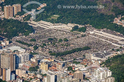  View of the Sao Joao Batista Cemetery from the Christ the Redeemer mirante  - Rio de Janeiro city - Rio de Janeiro state (RJ) - Brazil