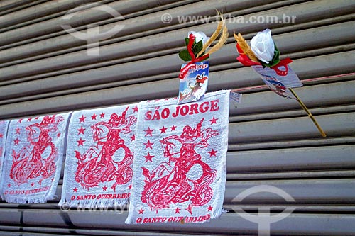  Towel with Saint George  drawing on sale near to Saint Goncalo Garcia and Saint George Church - Sao George day  - Rio de Janeiro city - Rio de Janeiro state (RJ) - Brazil