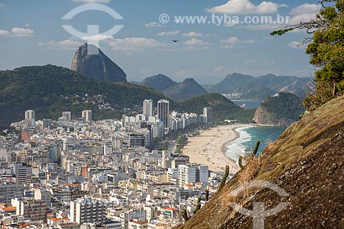  View of Copacabana neighborhood with Sugarloaf in the background from the summit of the Cantagalo Hill  - Rio de Janeiro city - Rio de Janeiro state (RJ) - Brazil