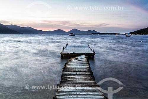  View of damaged pier - Conceicao Lagoon - during the sunset  - Florianopolis city - Santa Catarina state (SC) - Brazil