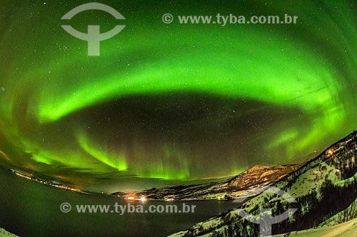  View of polar lights  - Storekorsnes city - Finnmark county - Norway