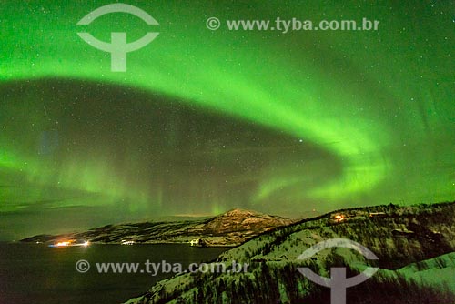  View of polar lights  - Storekorsnes city - Finnmark county - Norway
