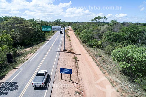  Picture taken with drone of snippet of the CE-060 highway - Araripe Plateau  - Barbalha city - Ceara state (CE) - Brazil