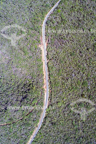  Picture taken with drone of snippet of the CE-060 highway - Araripe-Apodi National Forest  - Barbalha city - Ceara state (CE) - Brazil