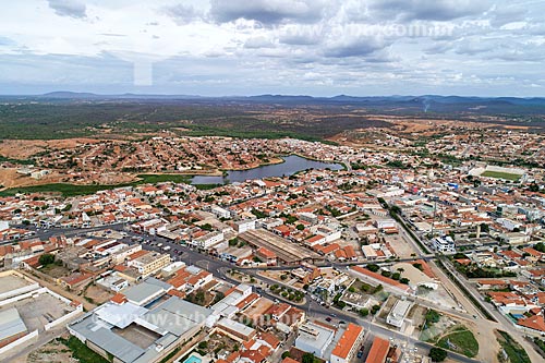  Picture taken with drone of the Salgueiro city with the Old Dam in the background  - Salgueiro city - Pernambuco state (PE) - Brazil