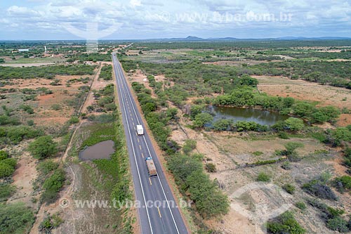  Picture taken with drone of snippet of the BR-428 highway  - Cabrobo city - Pernambuco state (PE) - Brazil