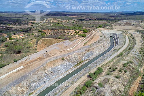  Picture taken with drone of entrance of the Engineer Giancarlo de Lins Cavalcanti Tunnel - Project of Integration of Sao Francisco River with the watersheds of Northeast setentrional  - Sertania city - Pernambuco state (PE) - Brazil