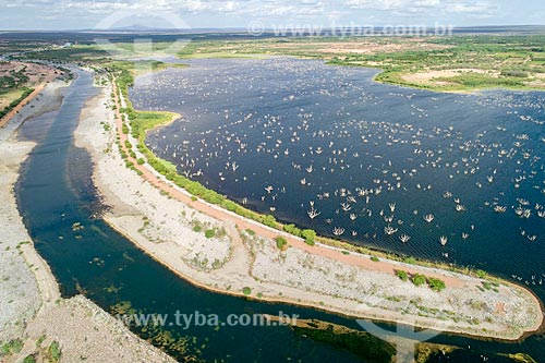  Picture taken with drone of channel near to EBV 1 of the Project of Integration of Sao Francisco River with the watersheds of Northeast setentrional - east axis  - Floresta city - Pernambuco state (PE) - Brazil