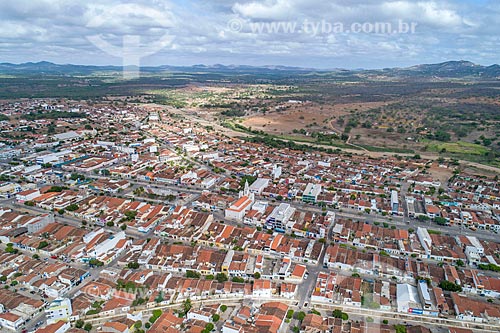  Picture taken with drone of the Monteiro city with the Our Lady of Sorrows Church  - Monteiro city - Paraiba state (PB) - Brazil