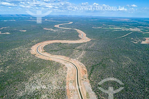  Picture taken with drone of channel of the Project of Integration of Sao Francisco River with the watersheds of Northeast setentrional - north axis  - Cabrobo city - Pernambuco state (PE) - Brazil