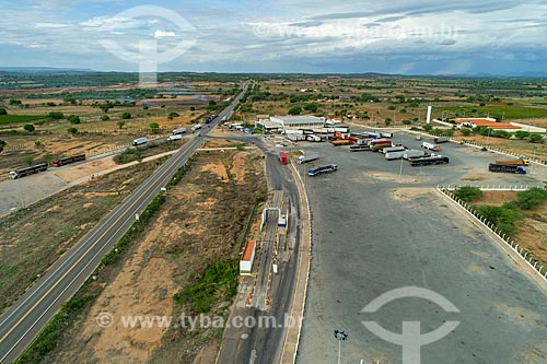  Picture taken with drone of the snippet of BR-116 with the highway Fiscal Post of Penaforte  - Penaforte city - Ceara state (CE) - Brazil