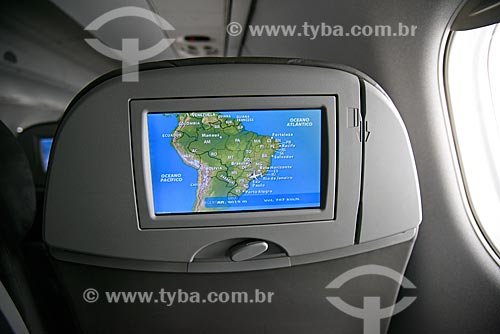  Detail of map showing the airplane location during the flight between Rio de Janeiro and Campinas  - Rio de Janeiro city - Rio de Janeiro state (RJ) - Brazil