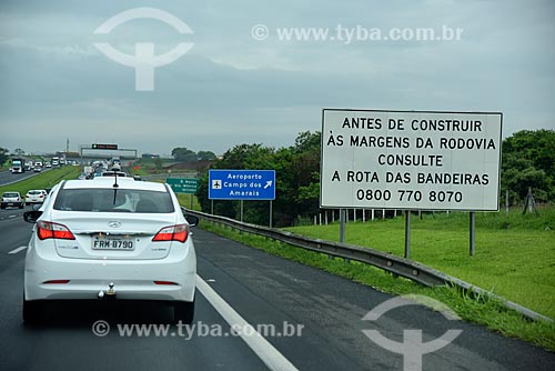  Road signs - kerbside of the Dom Pedro I Highway (SP-065)  - Campinas city - Sao Paulo state (SP) - Brazil