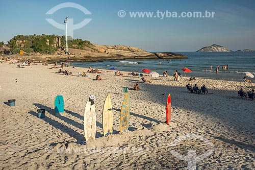  Surfboards - Ipanema Beach waterfront with the Arpoador Stone in the background  - Rio de Janeiro city - Rio de Janeiro state (RJ) - Brazil