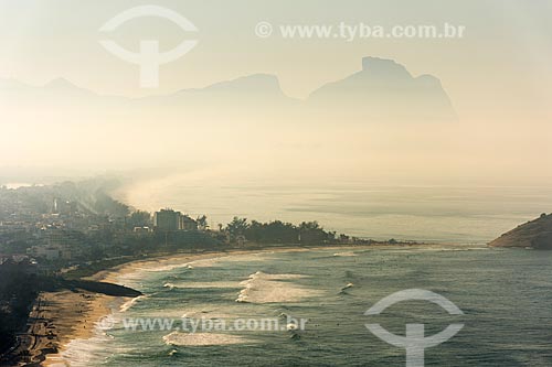  View of the Macumba Beach from the Caete Hill with the Rock of Gavea in the background  - Rio de Janeiro city - Rio de Janeiro state (RJ) - Brazil