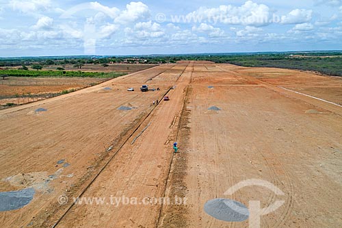 Picture taken with drone of the allotment on the banks of the highway  - Cabrobo city - Pernambuco state (PE) - Brazil