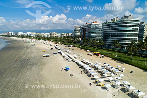  Picture taken with drone of the Riviera de Sao Lourenco Beach  - Bertioga city - Sao Paulo state (SP) - Brazil