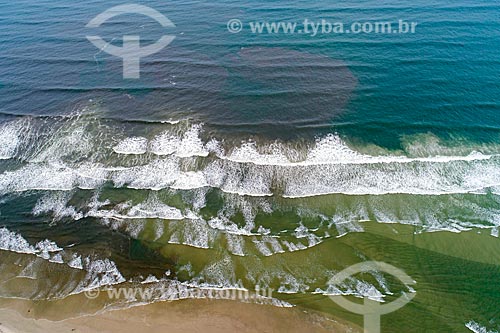  Picture taken with drone of the Saint Lawrence Beach  - Bertioga city - Sao Paulo state (SP) - Brazil