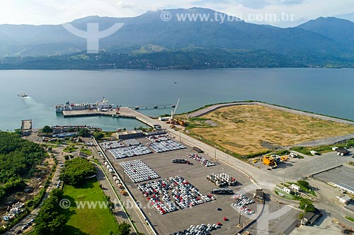  Picture taken with drone of the Sao Sebastiao Port with the Ilhabela in the background  - Sao Sebastiao city - Sao Paulo state (SP) - Brazil