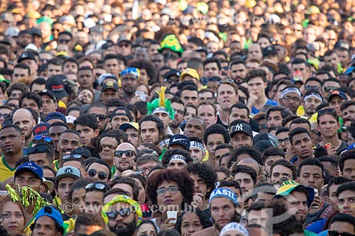  Brazilian team soccer fans - Olympic Boulevard during the match between Brazil x Belgium - World cup 2018 - game in which Brazil was eliminated  - Rio de Janeiro city - Rio de Janeiro state (RJ) - Brazil