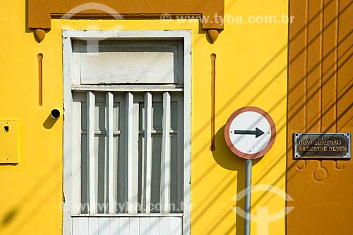  Detail of historic house with road signs and street sign  - Sao Sebastiao city - Sao Paulo state (SP) - Brazil