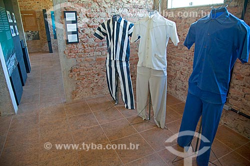  Uniforms - part of the permanent collection - on exhibit - Prison Museum - old Ilha Grande Prison  - Angra dos Reis city - Rio de Janeiro state (RJ) - Brazil