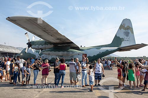  Hercules plane from Brazilian Air Force on exhibit - Afonsos Air Force Base during the commemoration of the 145 years of the birth of Santos Dumont  - Rio de Janeiro city - Rio de Janeiro state (RJ) - Brazil