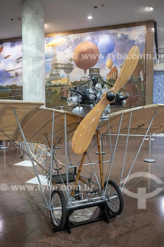  Replica of the Demoiselle #20 airplane - invented by Alberto Santos Dumont in 1907 - on exhibit Santos Dumont Airport - part of the permanent collection of Aerospace Museum  - Rio de Janeiro city - Rio de Janeiro state (RJ) - Brazil