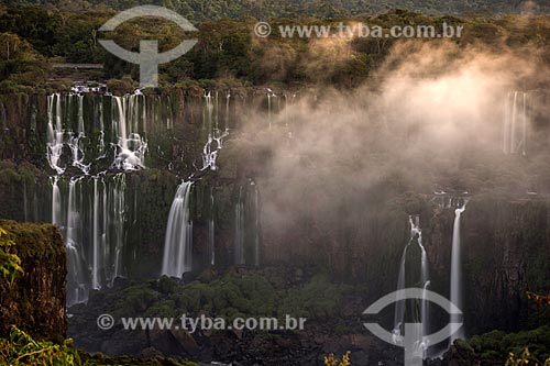  View of the Iguassu Waterfalls - Iguassu National Park during the sunset  - Foz do Iguacu city - Parana state (PR) - Brazil